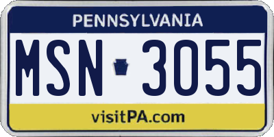 PA license plate MSN3055
