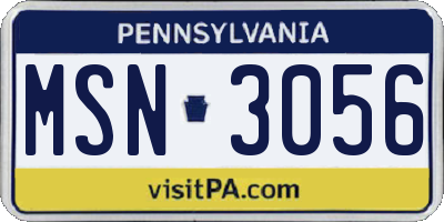 PA license plate MSN3056