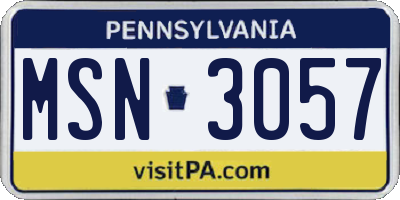 PA license plate MSN3057