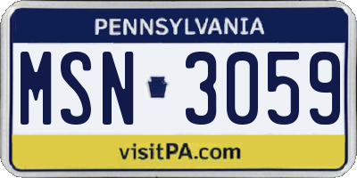 PA license plate MSN3059
