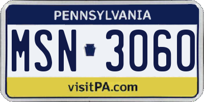 PA license plate MSN3060