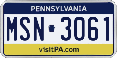 PA license plate MSN3061