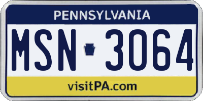 PA license plate MSN3064