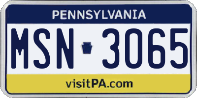 PA license plate MSN3065