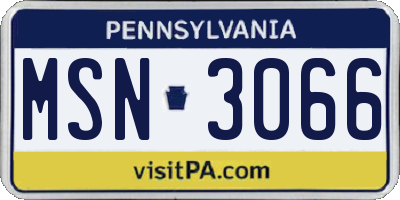 PA license plate MSN3066