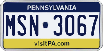 PA license plate MSN3067