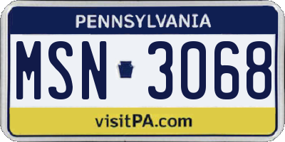 PA license plate MSN3068