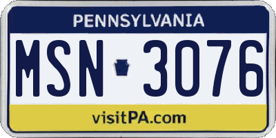 PA license plate MSN3076
