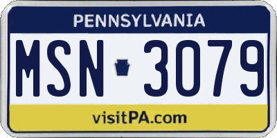 PA license plate MSN3079