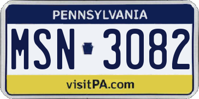 PA license plate MSN3082