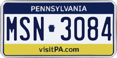 PA license plate MSN3084