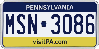 PA license plate MSN3086