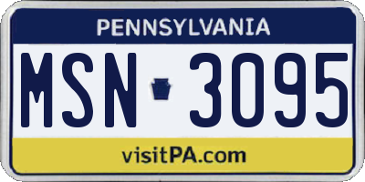 PA license plate MSN3095