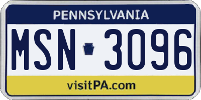 PA license plate MSN3096