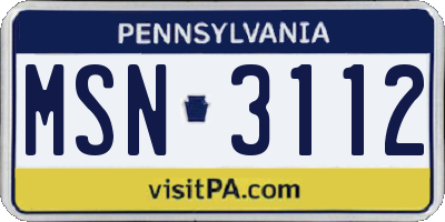 PA license plate MSN3112