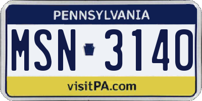 PA license plate MSN3140
