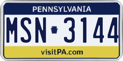 PA license plate MSN3144