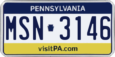 PA license plate MSN3146
