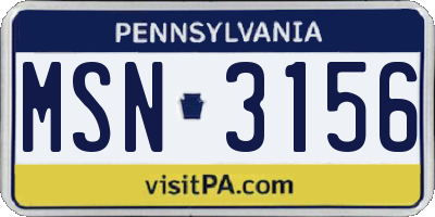 PA license plate MSN3156