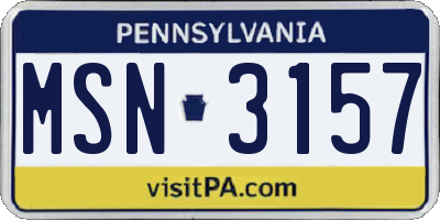 PA license plate MSN3157
