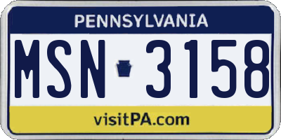 PA license plate MSN3158