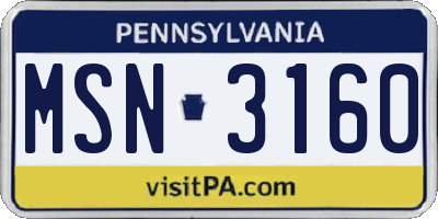 PA license plate MSN3160