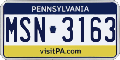 PA license plate MSN3163