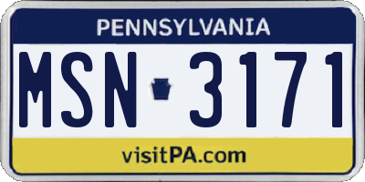 PA license plate MSN3171
