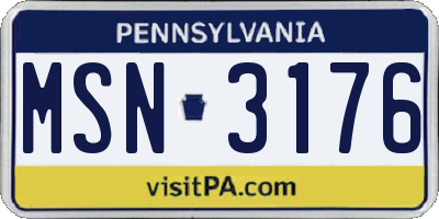 PA license plate MSN3176