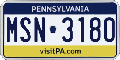 PA license plate MSN3180