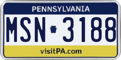 PA license plate MSN3188