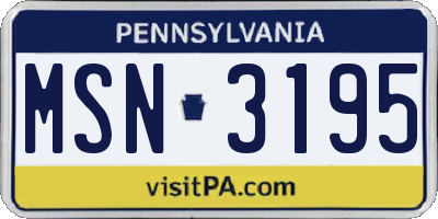 PA license plate MSN3195