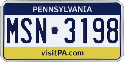 PA license plate MSN3198
