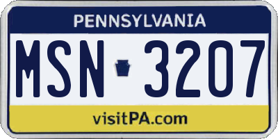 PA license plate MSN3207