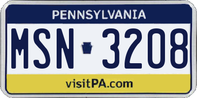 PA license plate MSN3208