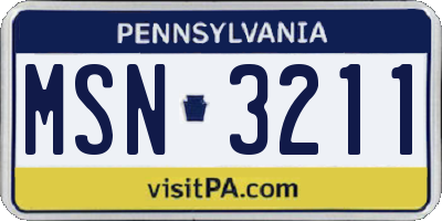 PA license plate MSN3211