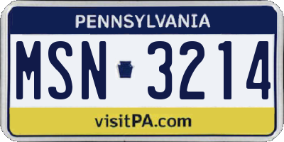 PA license plate MSN3214
