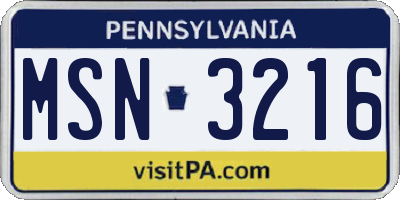 PA license plate MSN3216