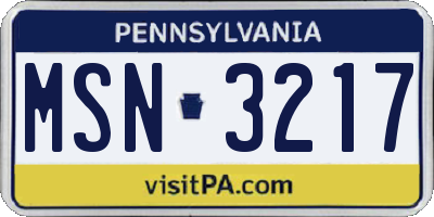 PA license plate MSN3217