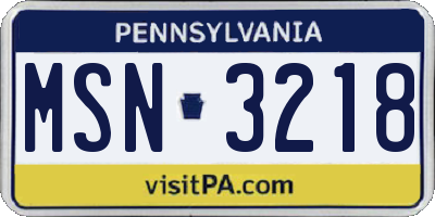 PA license plate MSN3218