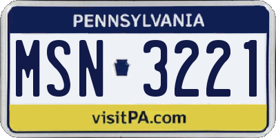 PA license plate MSN3221