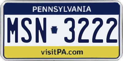 PA license plate MSN3222
