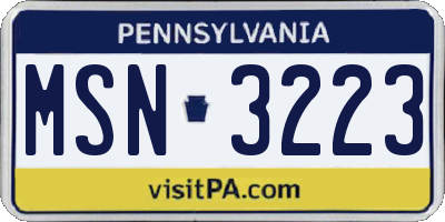 PA license plate MSN3223