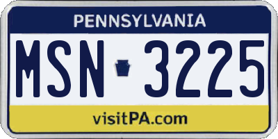 PA license plate MSN3225