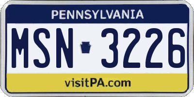 PA license plate MSN3226