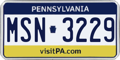PA license plate MSN3229