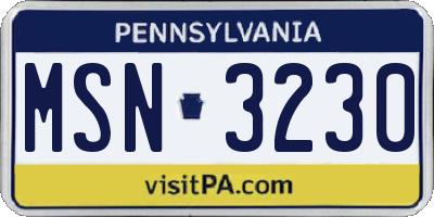 PA license plate MSN3230
