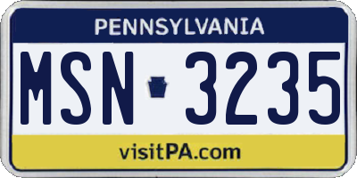 PA license plate MSN3235