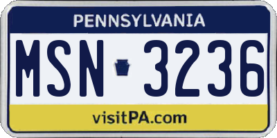 PA license plate MSN3236
