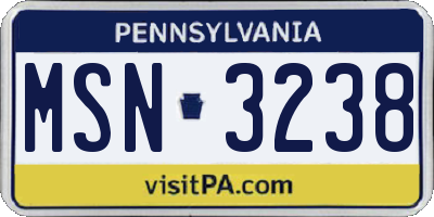 PA license plate MSN3238